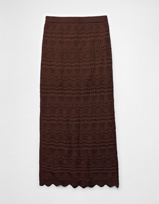 AE Sunchaser Mid-Rise Crochet Knit Maxi Skirt