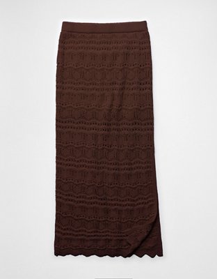 AE Sunchaser Mid-Rise Crochet Knit Maxi Skirt