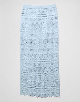 AE Sunchaser Mid-Rise Crochet Knit Maxi Skirt