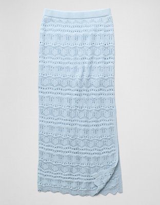 AE Sunchaser Mid-Rise Crochet Knit Maxi Skirt