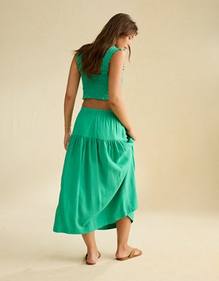 AE Mid-Rise Linen-Blend Maxi Skirt | American Eagle