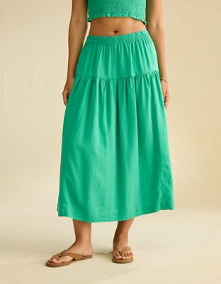 AE Mid-Rise Linen-Blend Maxi Skirt | American Eagle