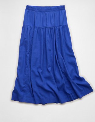 Jupe longue à taille mi-haute en mélange de lin AE