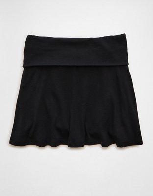 Женская юбка American Eagle AE Foldover Knit Mini, цвет: Чёрный — фото 4