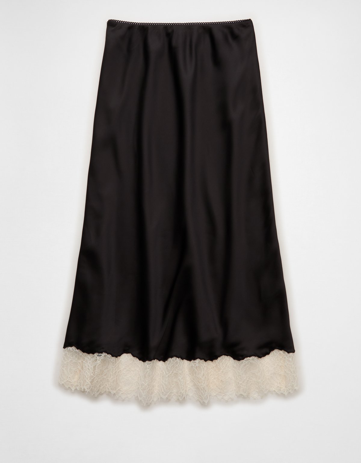 AE Satin Lace Hem Slip Midi Skirt - image 4
