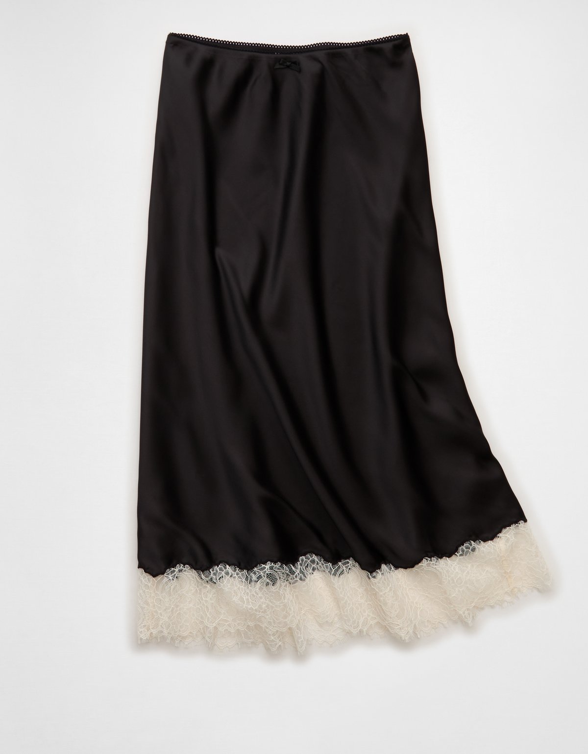 AE Satin Lace Hem Slip Midi Skirt - image 3