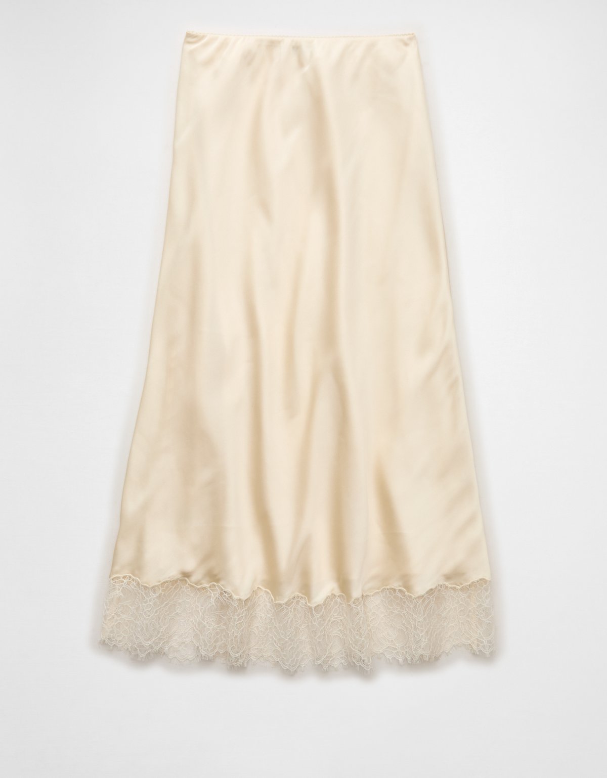 AE Satin Lace Hem Slip Midi Skirt - image 4