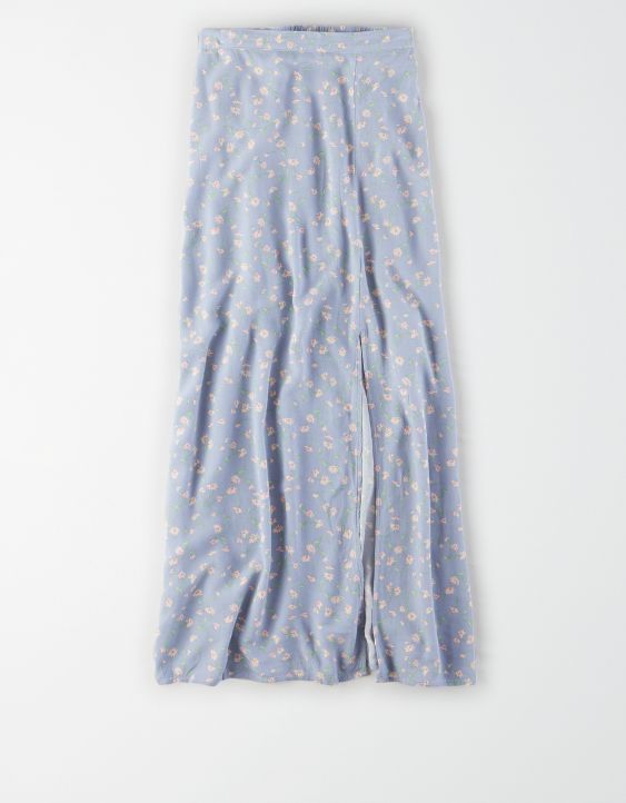 AE High-Waisted Floral Slit Midi Skirt