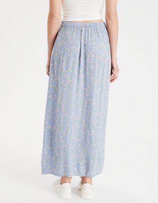 AE High-Waisted Floral Slit Midi Skirt