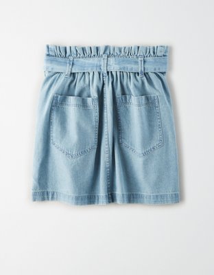 AE High-Waisted Denim Paperbag Mini Skirt