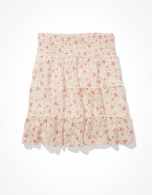 AE Floral Tiered Smocked Mini Skirt