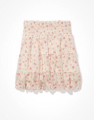 AE Floral Tiered Smocked Mini Skirt
