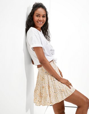 AE Floral Smocked Tiered Mini Skirt