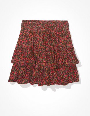 AE Floral Tiered Ruffled Mini Skirt