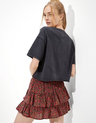 AE Floral Tiered Ruffled Mini Skirt