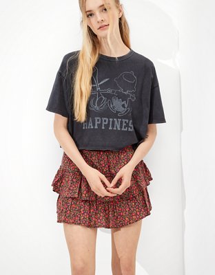 AE Floral Tiered Ruffled Mini Skirt