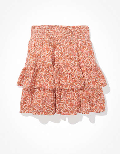 AE Floral Tiered Ruffled Mini Skirt
