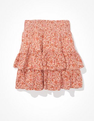 AE Floral Tiered Ruffled Mini Skirt