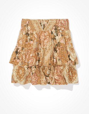 AE Floral Tiered Ruffled Mini Skirt