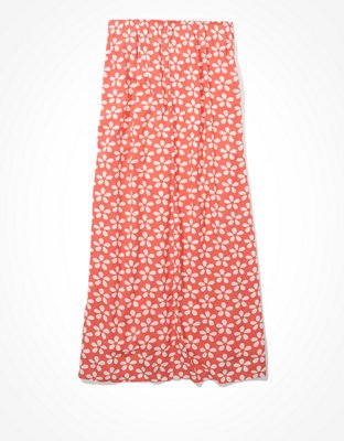 AE Floral High-Waisted Midi Skirt