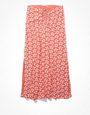 AE Floral High-Waisted Midi Skirt