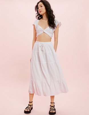 AE Tiered Midi Skirt | American Eagle