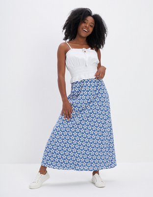 AE Floral Midi Slip Skirt