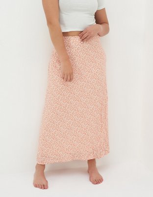 AE Floral Midi Slip Skirt