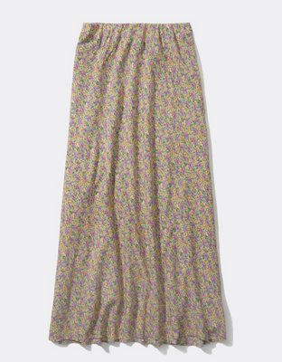 AE Floral Midi Slip Skirt