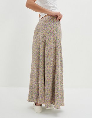 AE Floral Midi Slip Skirt
