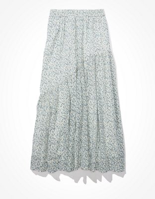 AE Floral Asymmetrical Midi Skirt