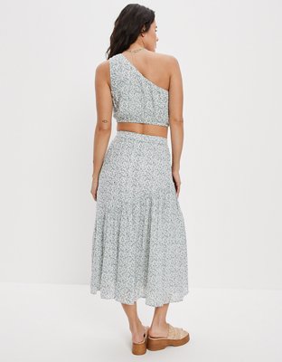 AE Floral Asymmetrical Midi Skirt