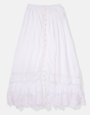 AE Button Front Midi Skirt