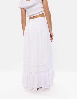 AE Button Front Midi Skirt