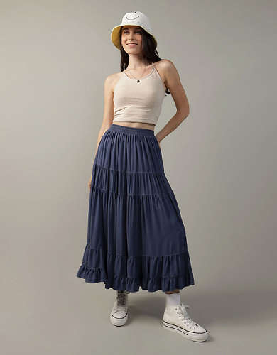 AE High-Waisted Tiered Maxi Skirt