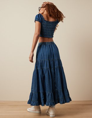 Женские юбки American Eagle AE High-Waisted Chambray Maxi Skirt — фото 2