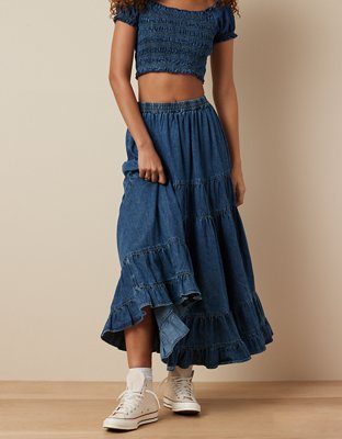 Женские юбки American Eagle AE High-Waisted Chambray Maxi Skirt — фото 4
