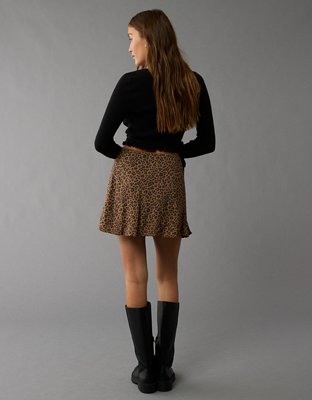 AE Leopard Print Mini Slip Skirt