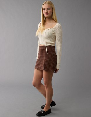 AE It Knit Plaid Skort