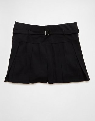 AE It Knit Low-Rise Belted Pleated Skort Womens Black XXS 35$