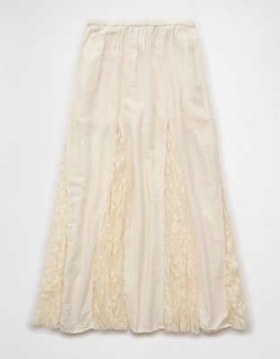AE High-Waisted Lace Detail Maxi Skirt