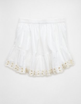 AE High-Waisted Embroidered Eyelet Mini Skirt