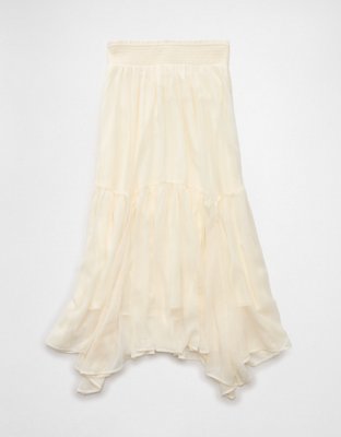 AE Smocked Handkerchief Hem Maxi Skirt