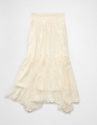 AE Smocked Handkerchief Hem Maxi Skirt