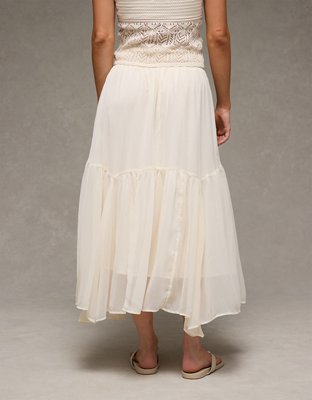 AE Smocked Handkerchief Hem Maxi Skirt