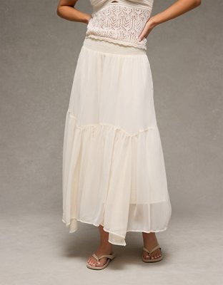 AE Smocked Handkerchief Hem Maxi Skirt