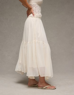 AE Smocked Handkerchief Hem Maxi Skirt
