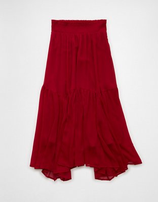 AE Smocked Handkerchief Hem Maxi Skirt