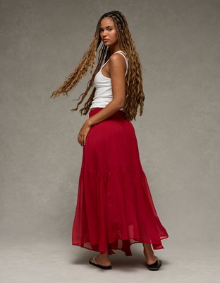 AE Smocked Handkerchief Hem Maxi Skirt