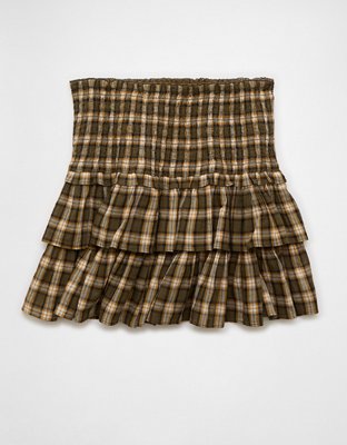 Jupe-culotte à volants et carreaux taille haute AE
